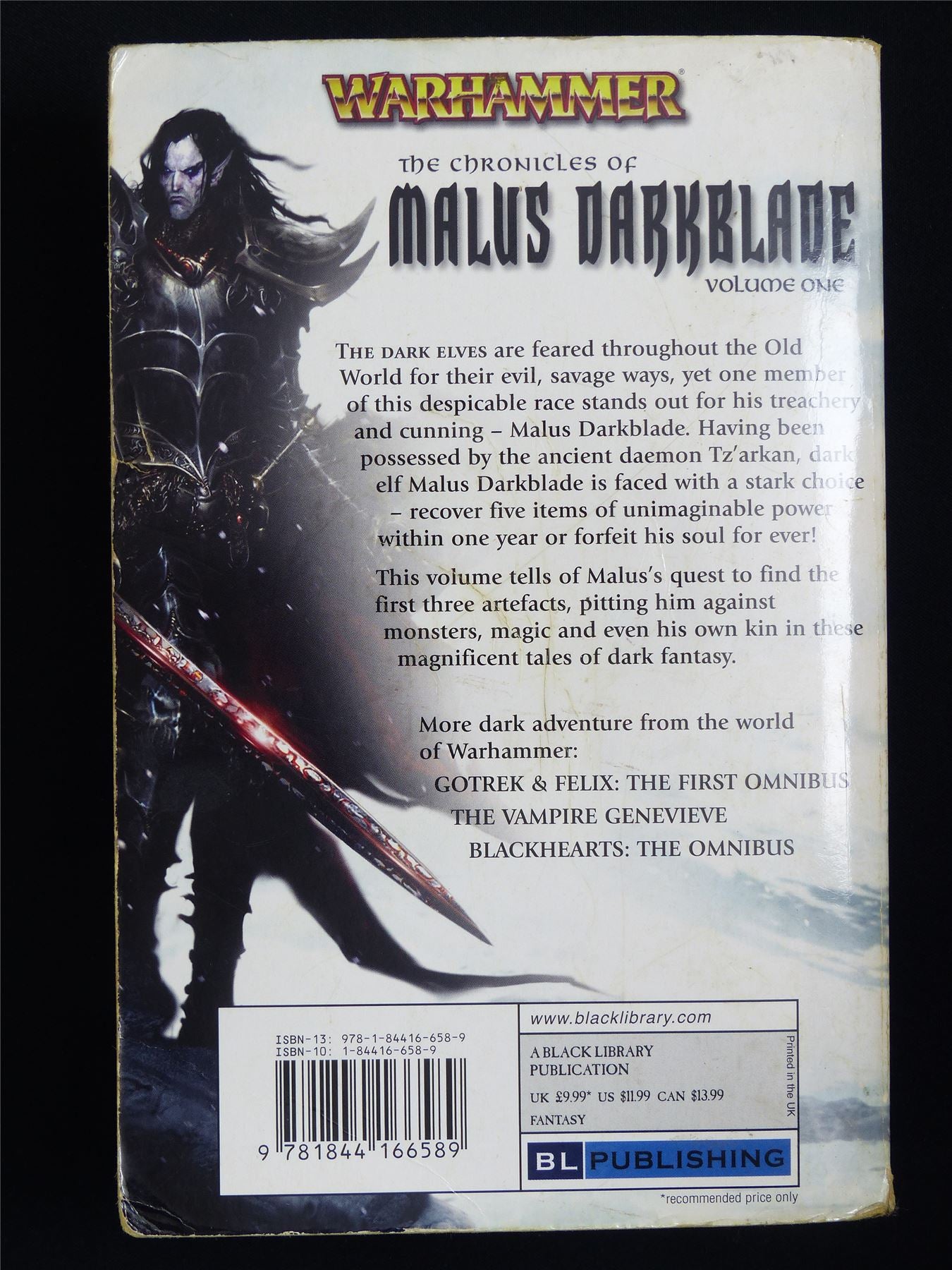 The Chronicles of Malus Darkblade volume one - Warhammer Novel Softback #2LK