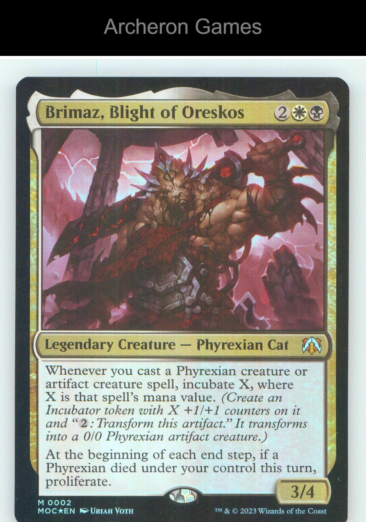 Brimaz, Blight of Oreskos MOC 2 Mythic MTG Card NM/EX+ Foil