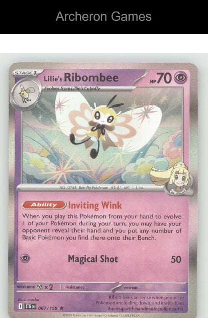 Pokemon Card Lillie's Ribombee JTG 067/159 R Journey Together Holo