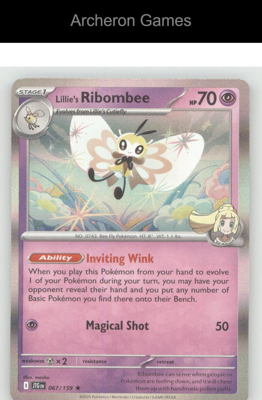 Pokemon Card Lillie's Ribombee JTG 067/159 R Journey Together Holo
