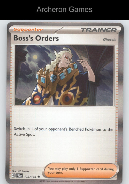 Pokemon Card Boss's Orders (Ghetsis) PAL 172/193 R Paldea Evolved Holo
