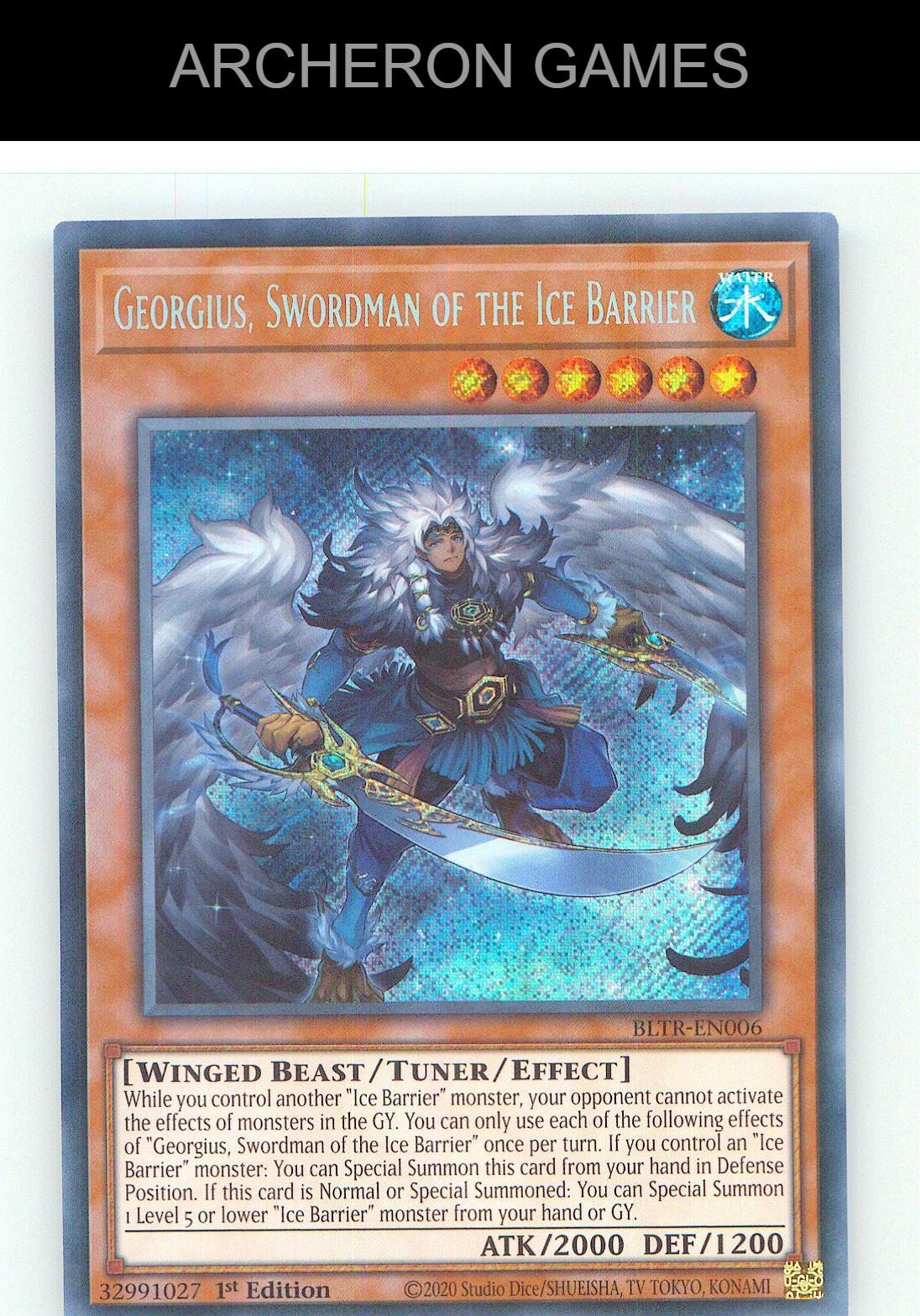 Georgius, Swordman of the Ice Barrier SEC YUGIOH Card 1st Edition