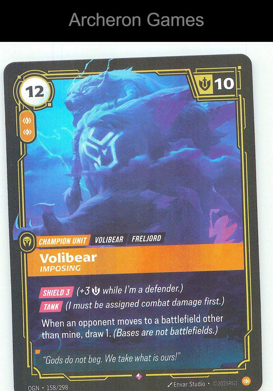Volibear - Imposing OGN 158/298 R Origins Riftbound Card