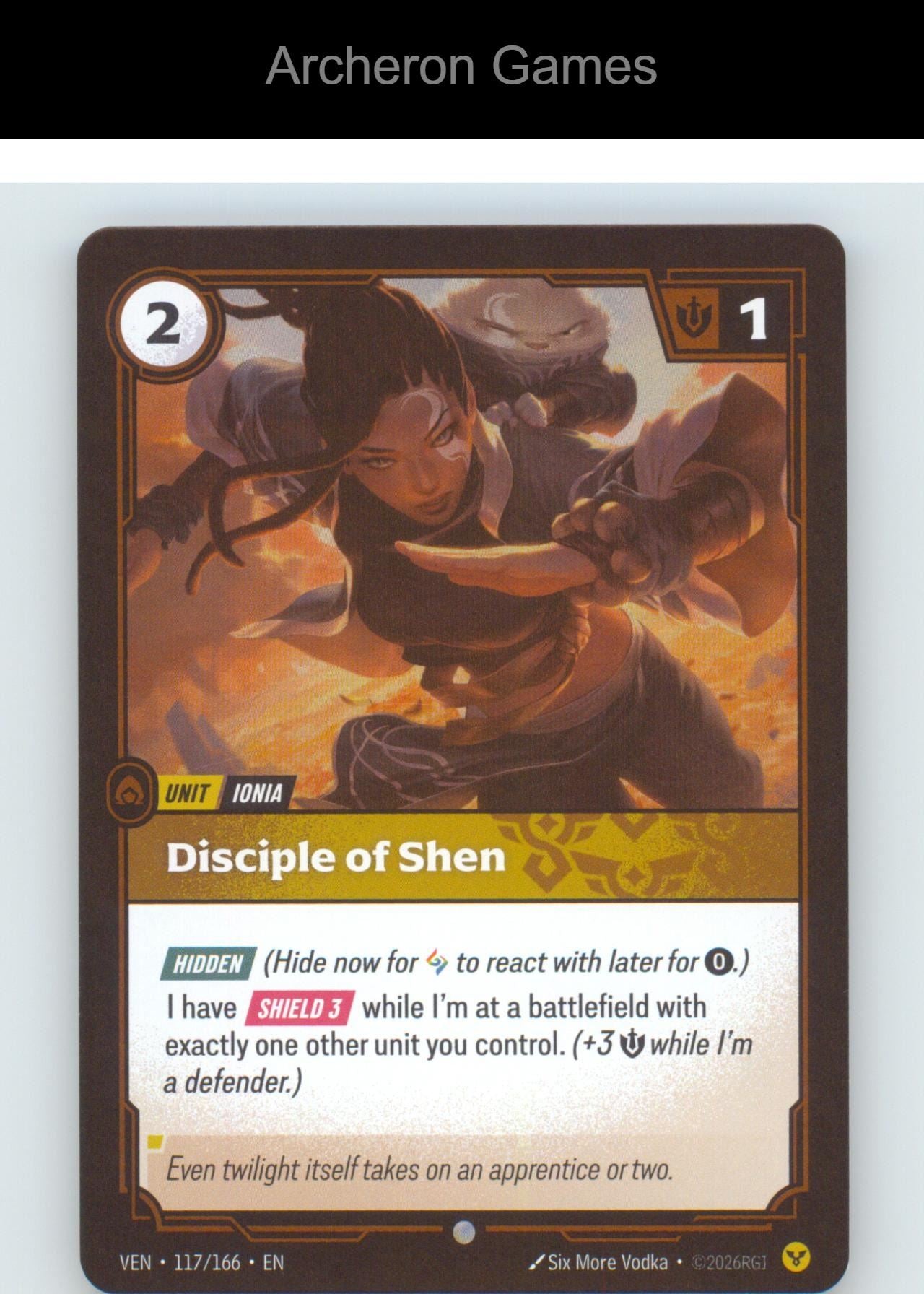 Disciple of Shen VEN 117/166 C Vendetta Riftbound Card Foil