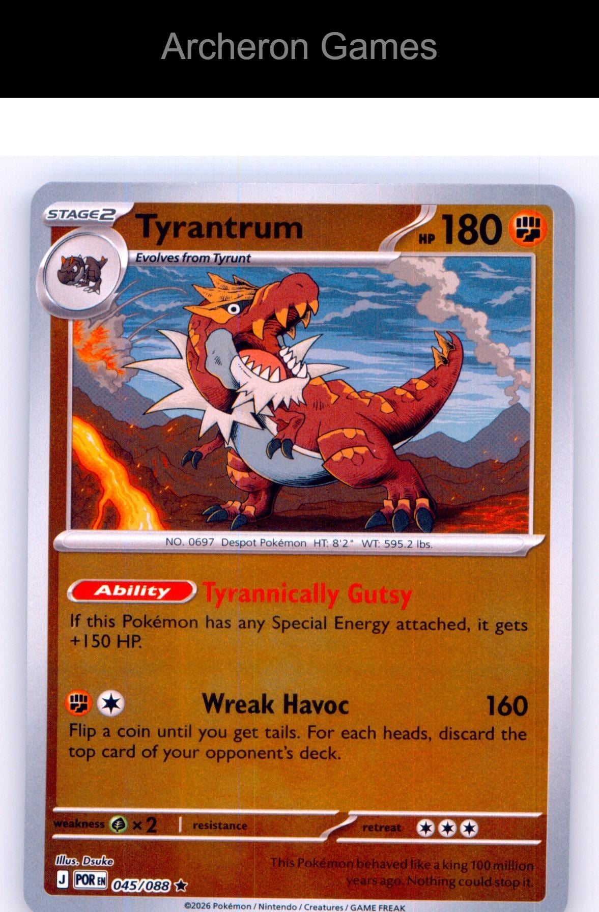 Pokemon Card Tyrantrum ME03 045/088 HOLO R Perfect Order