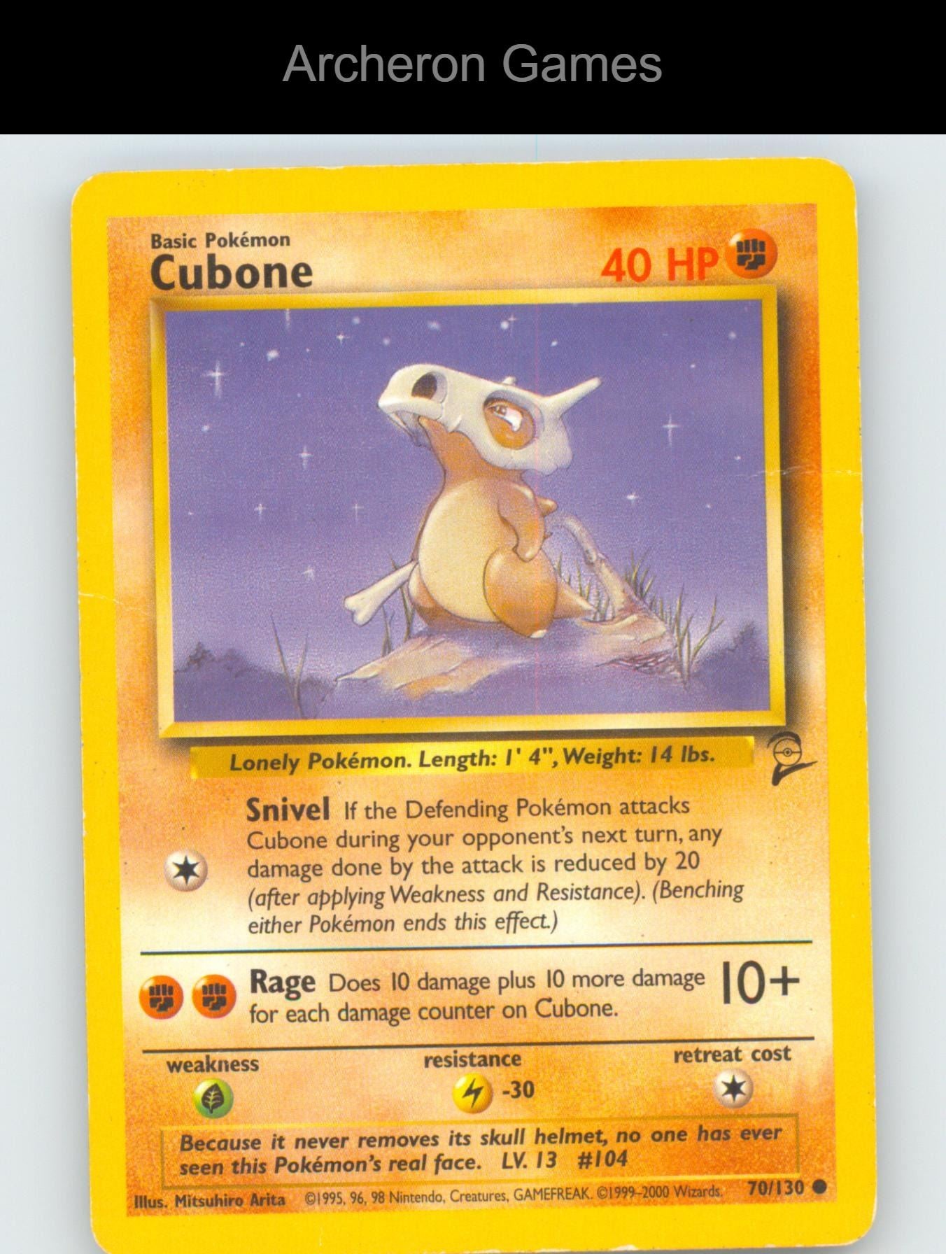Pokemon Card Cubone B2 70/130 C Base Set 2