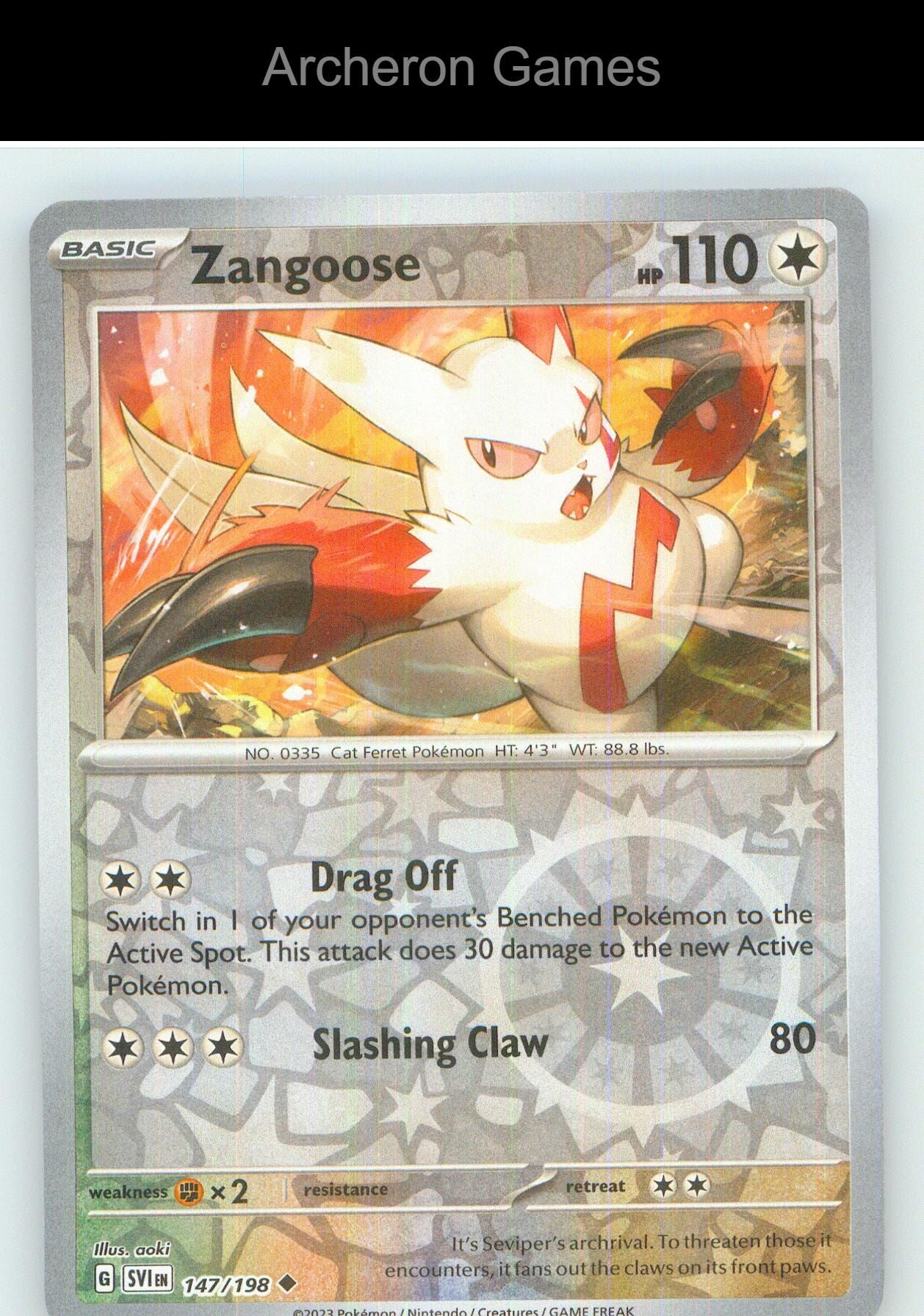Pokemon Card Zangoose SVI 147/198 UC Scarlet & Violet Reverse Holo
