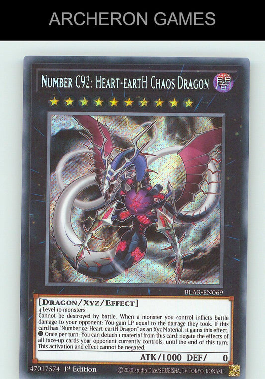 Number C92: Heart-eartH Chaos Dragon SEC YUGIOH Card