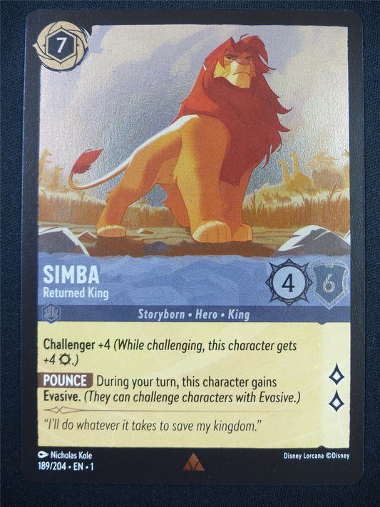 Simba Returned King 189/204 Foil - Lorcana Card #5KG