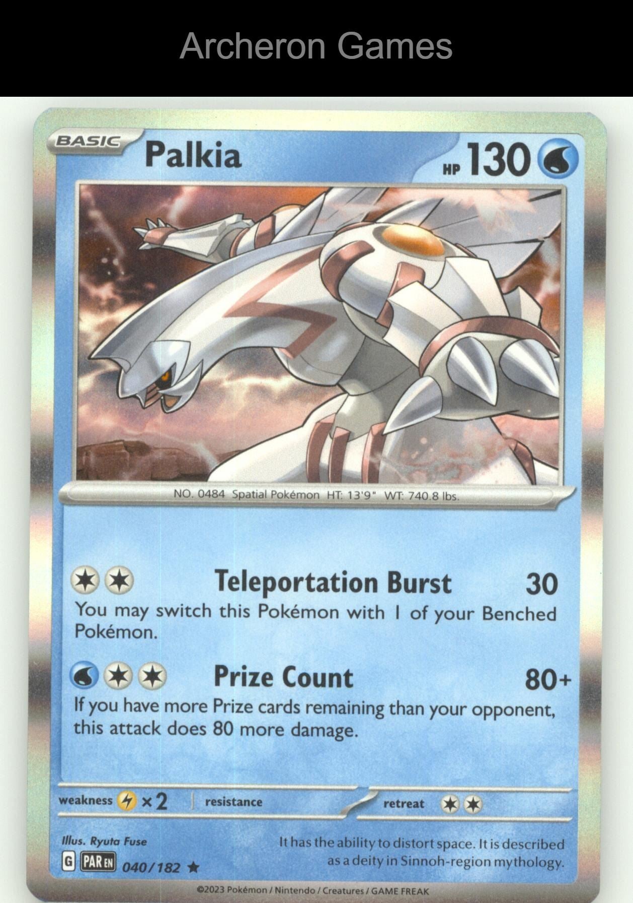 Pokemon Card Palkia PAR 040/182 R Paradox Rift Holo