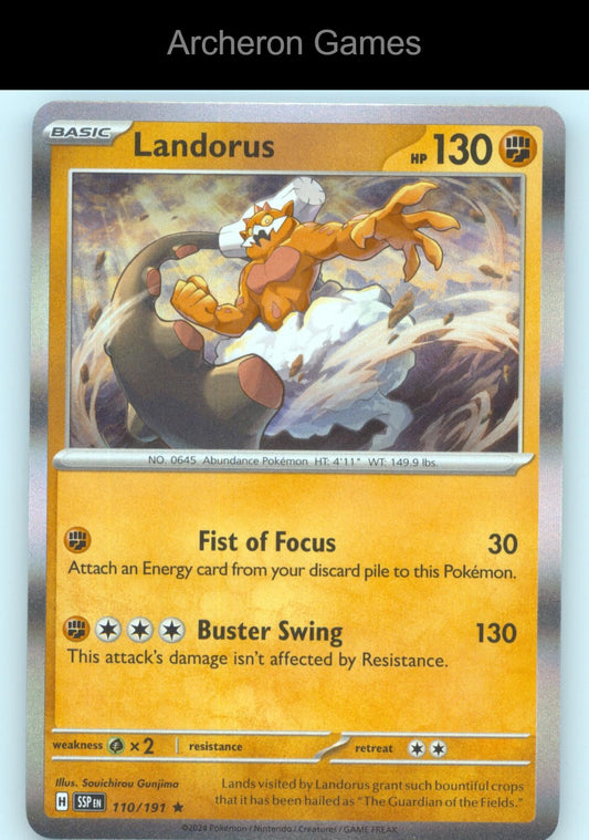 Pokemon Card Landorus SSP 110/191 R Surging Sparks Holo