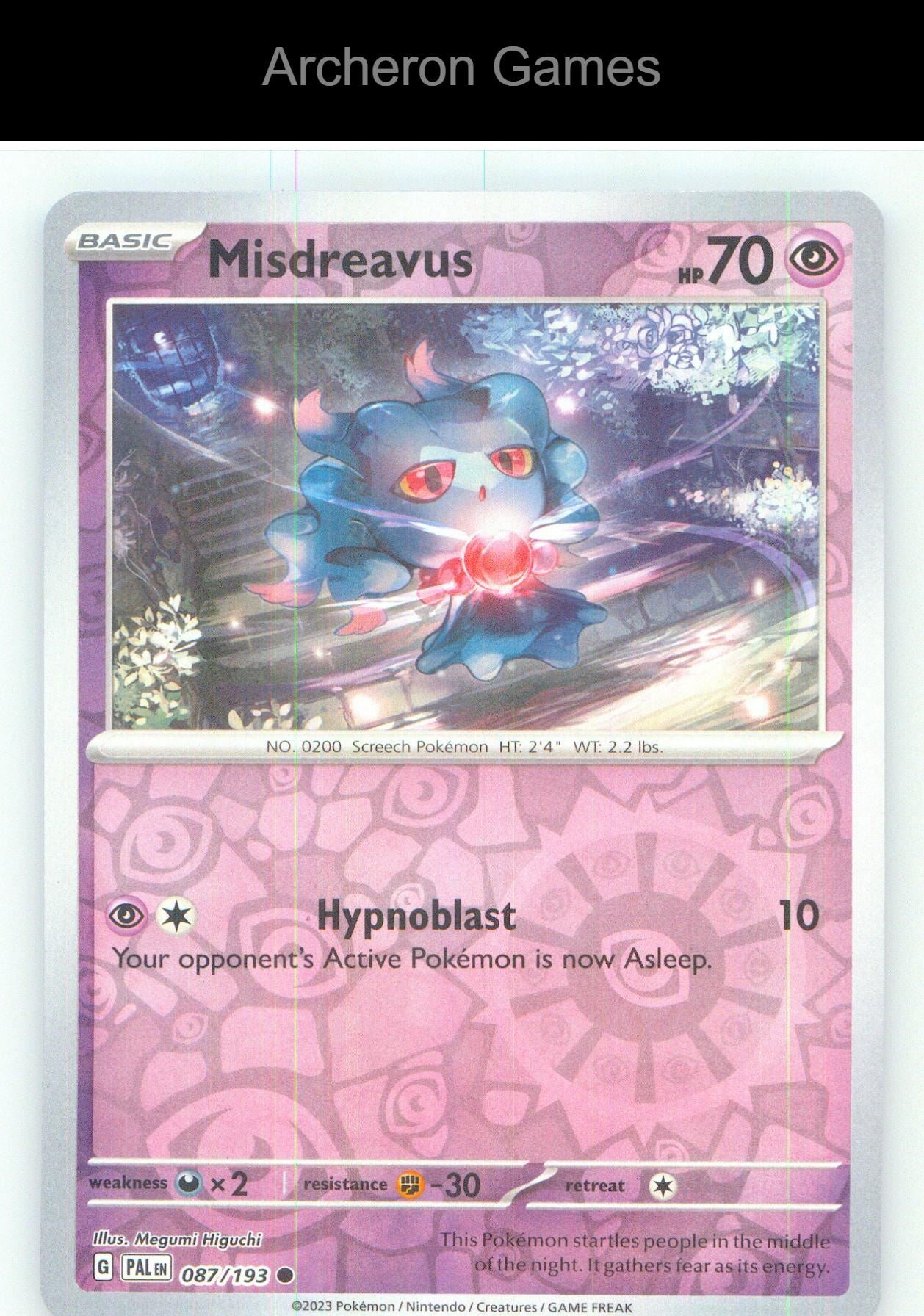 Pokemon Card Misdreavus PAL 087/193 C Paldea Evolved Reverse Holo