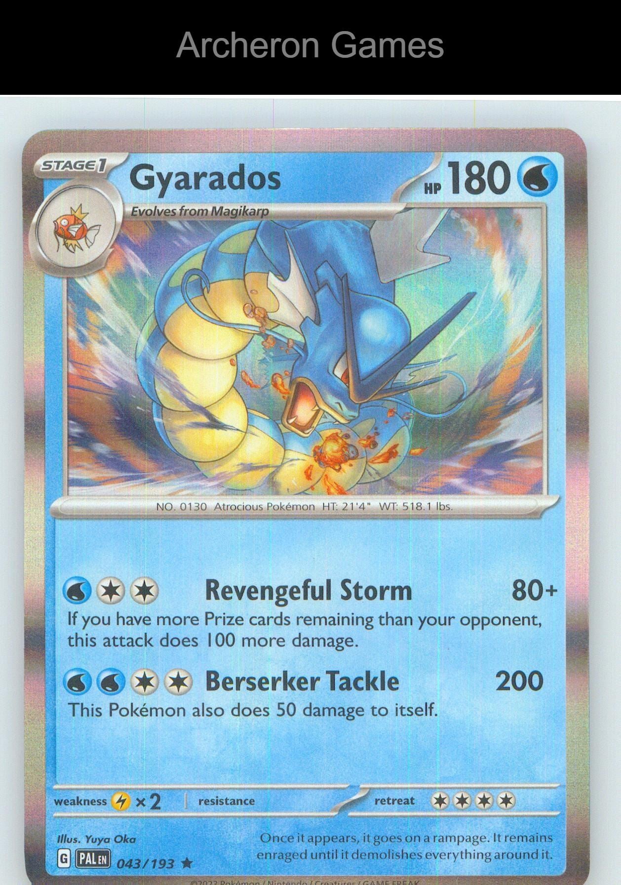 Pokemon Card Gyarados PAL 043/193 R Paldea Evolved Holo