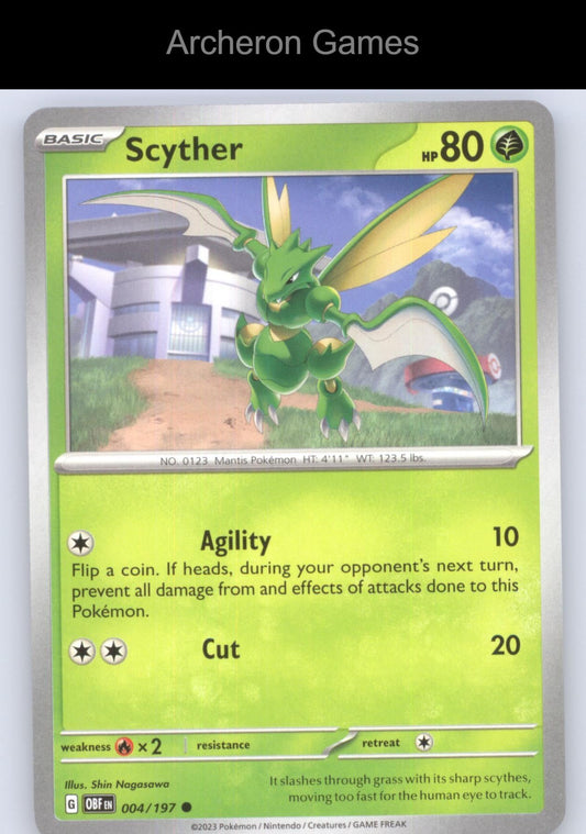 Pokemon Card Scyther OBF 004/197 C Obsidian Flames