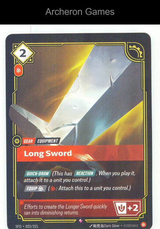 Long Sword SFD 022/221 R Spiritforged Riftbound Card Foil