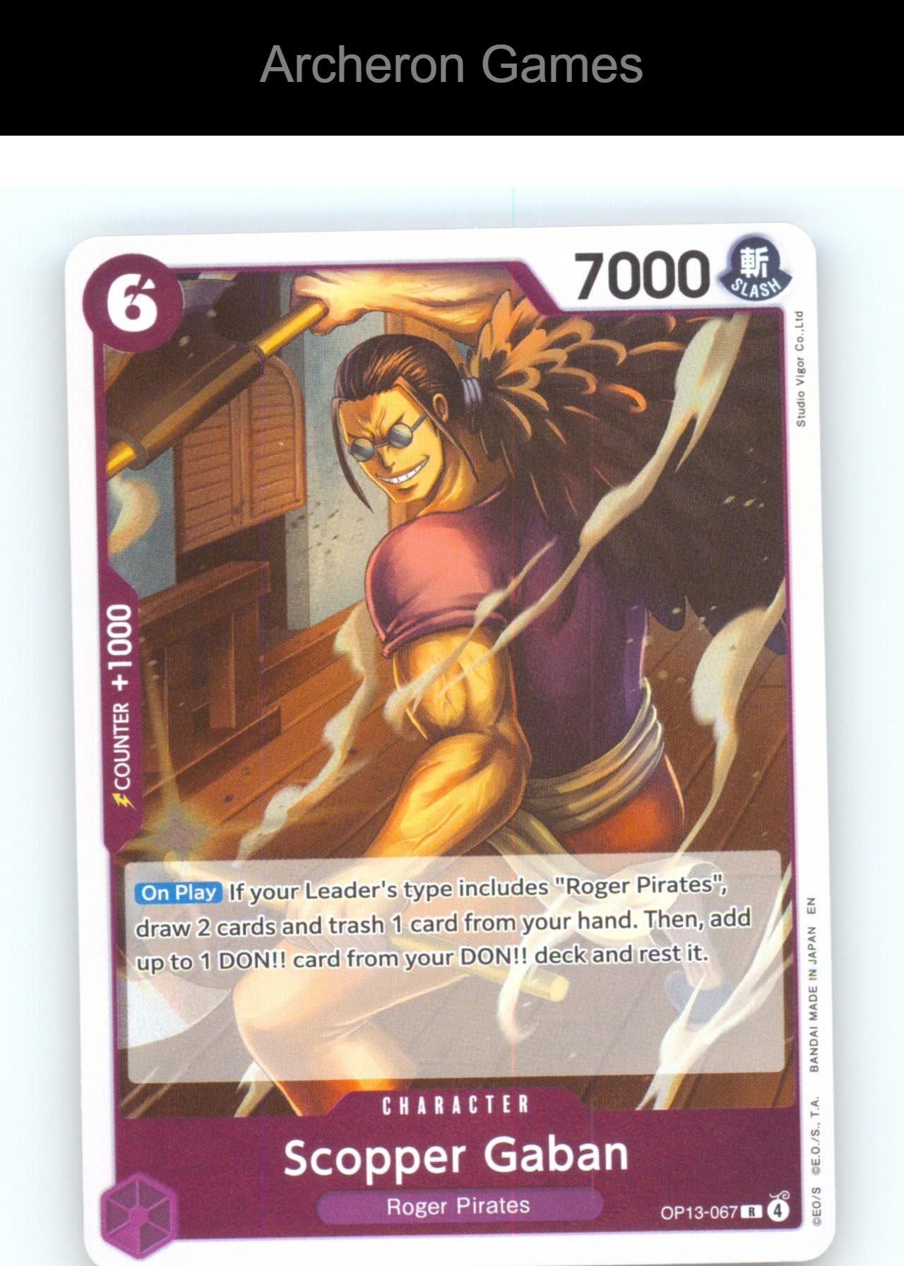 Scopper Gaban OP13-067 R One Piece Card NM/EX+ Foil