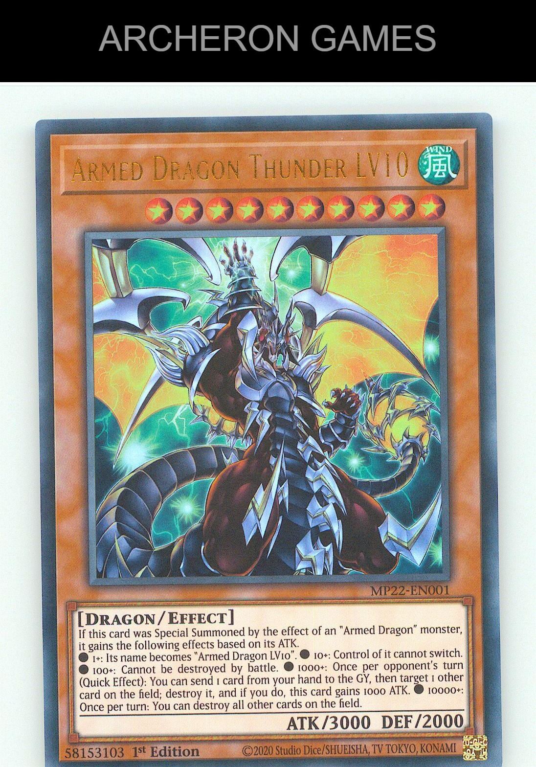 Armed Dragon Thunder LV10 UR YUGIOH Card 1st Edition