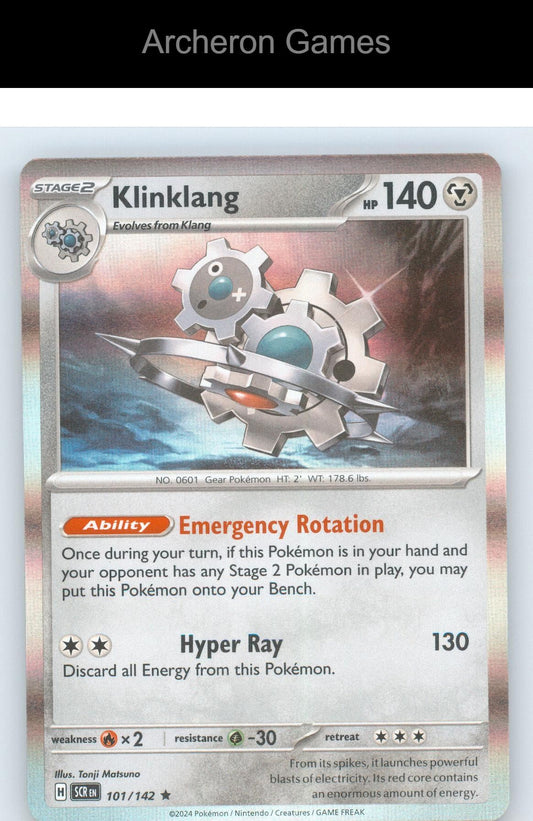 Pokemon Card Klinklang SCR 101/142 R Stellar Crown Reverse Holo