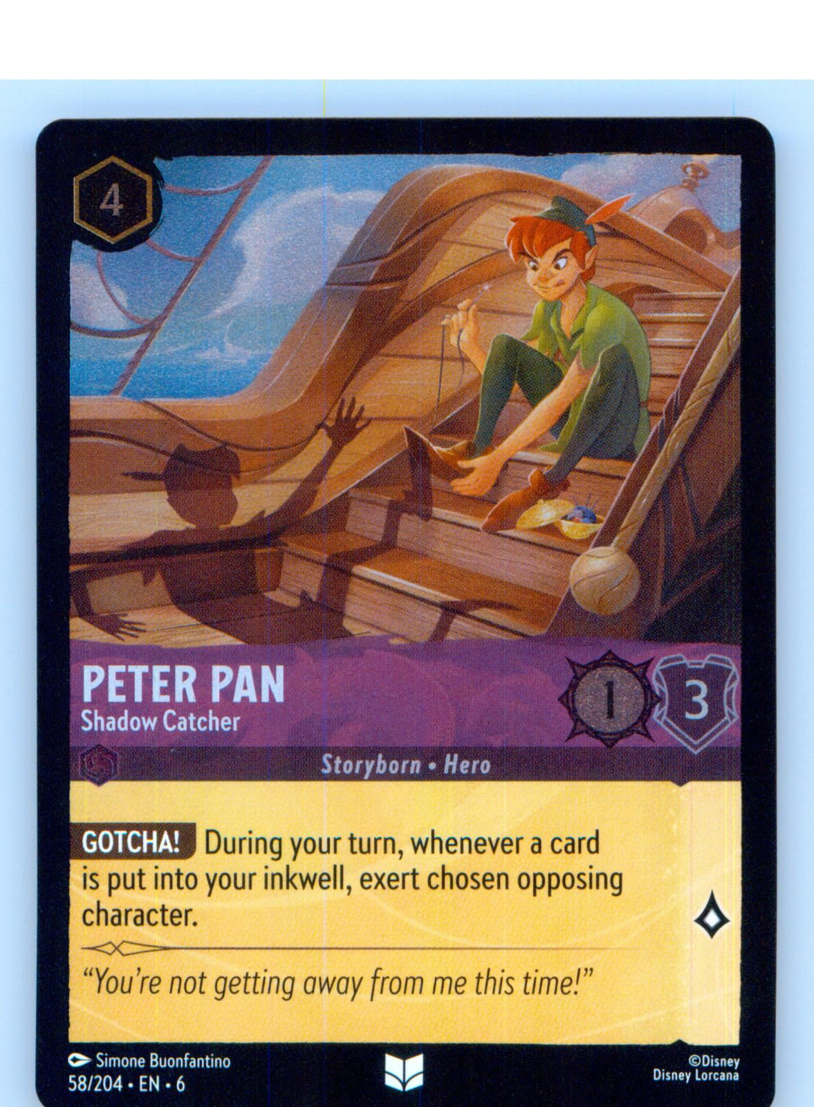 Peter Pan - Shadow Catcher 58/204 Uncommon Azurite Sea Lorcana Cold Foil NM/M