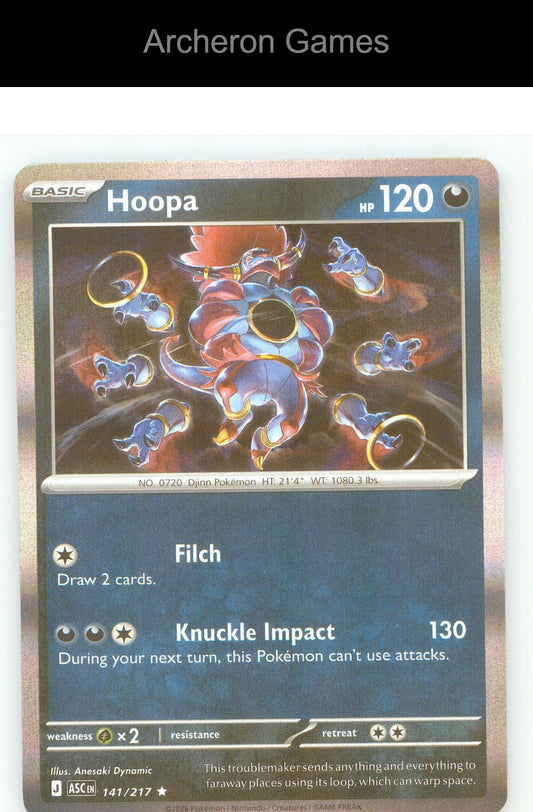 Pokemon Card Hoopa ASC 141/217 R Ascended Heroes Holo