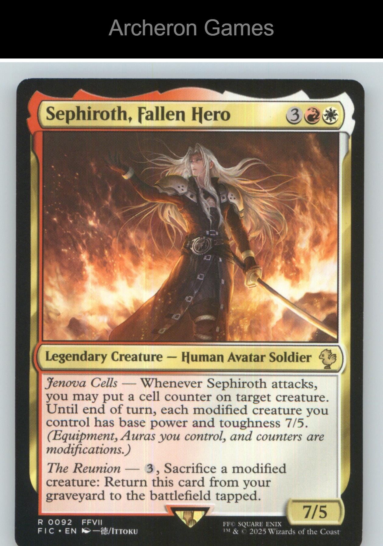 Sephiroth, Fallen Hero FIC 92 R MTG Card NM/EX+