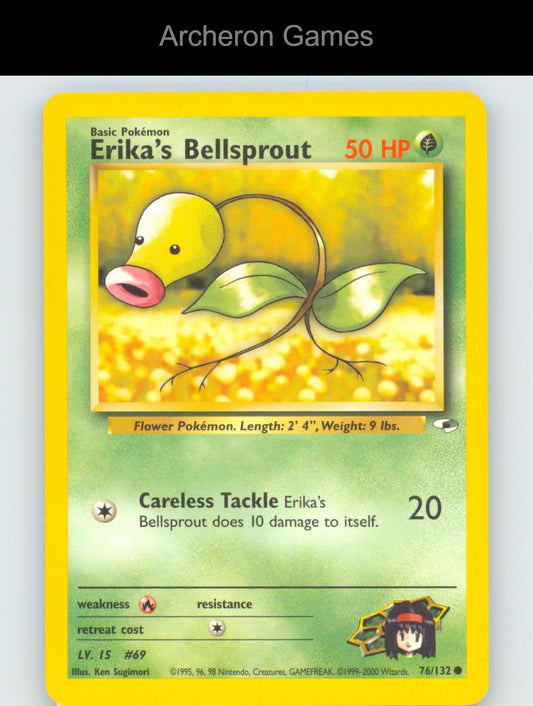 Pokemon Card Erika's Bellsprout G1 76/132 C Gym Heroes Unlimited