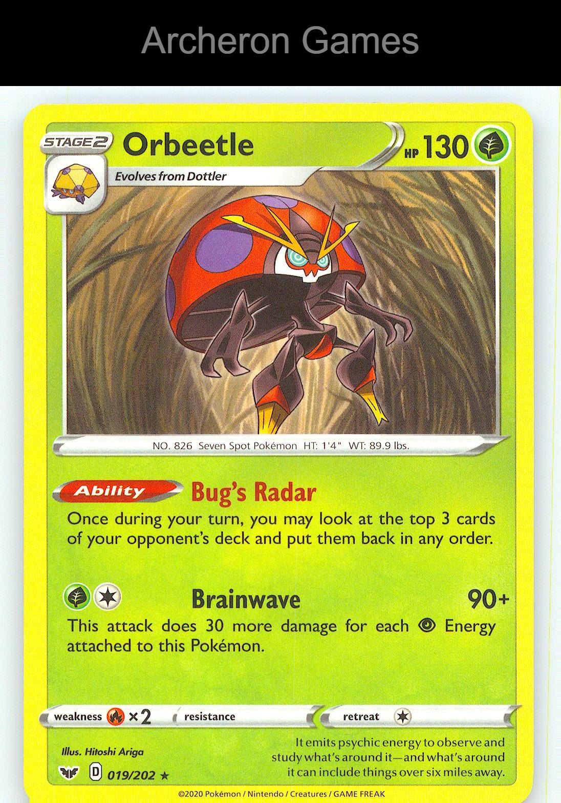 Pokemon Card Orbeetle SSH 019/202 R Sword & Shield