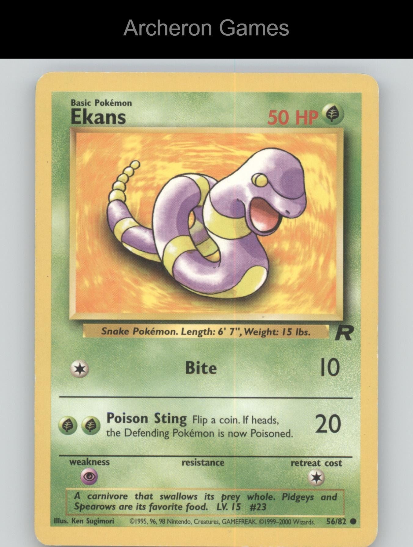 Pokemon Card Ekans TR 56/82 C Team Rocket Unlimited