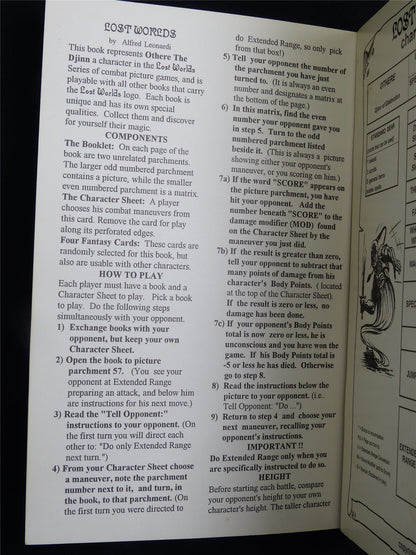 Lost Worlds Fantasy Combat Book Game: Othere Djinn of Destruction Booklet - Nova Rules Booklet #2W1