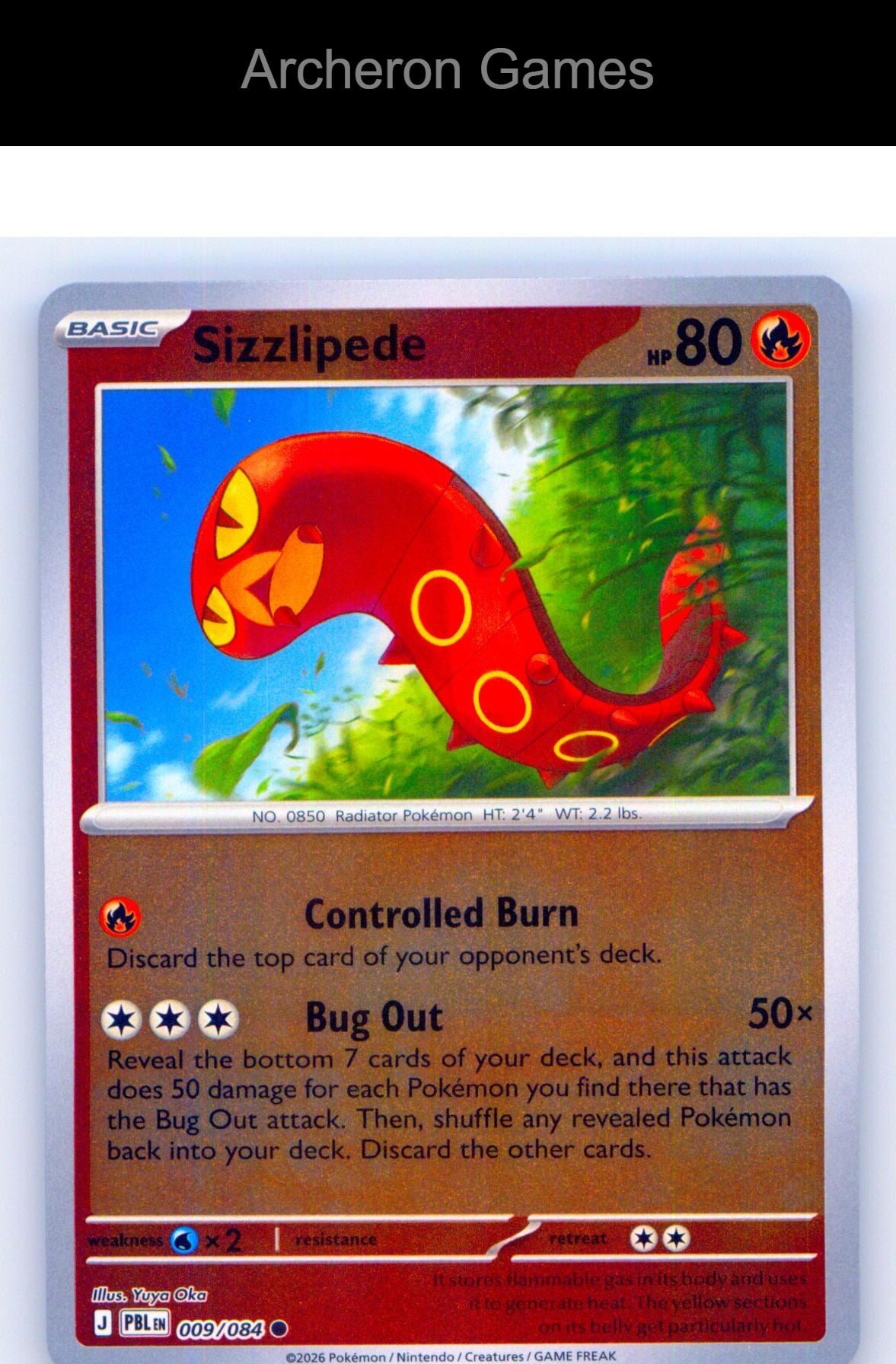 Pokemon Card Sizzlipede ME05 009/084 C Pitch Black Reverse Holo