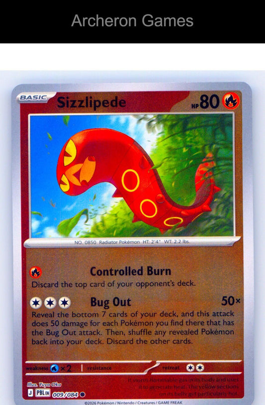 Pokemon Card Sizzlipede ME05 009/084 C Pitch Black Reverse Holo
