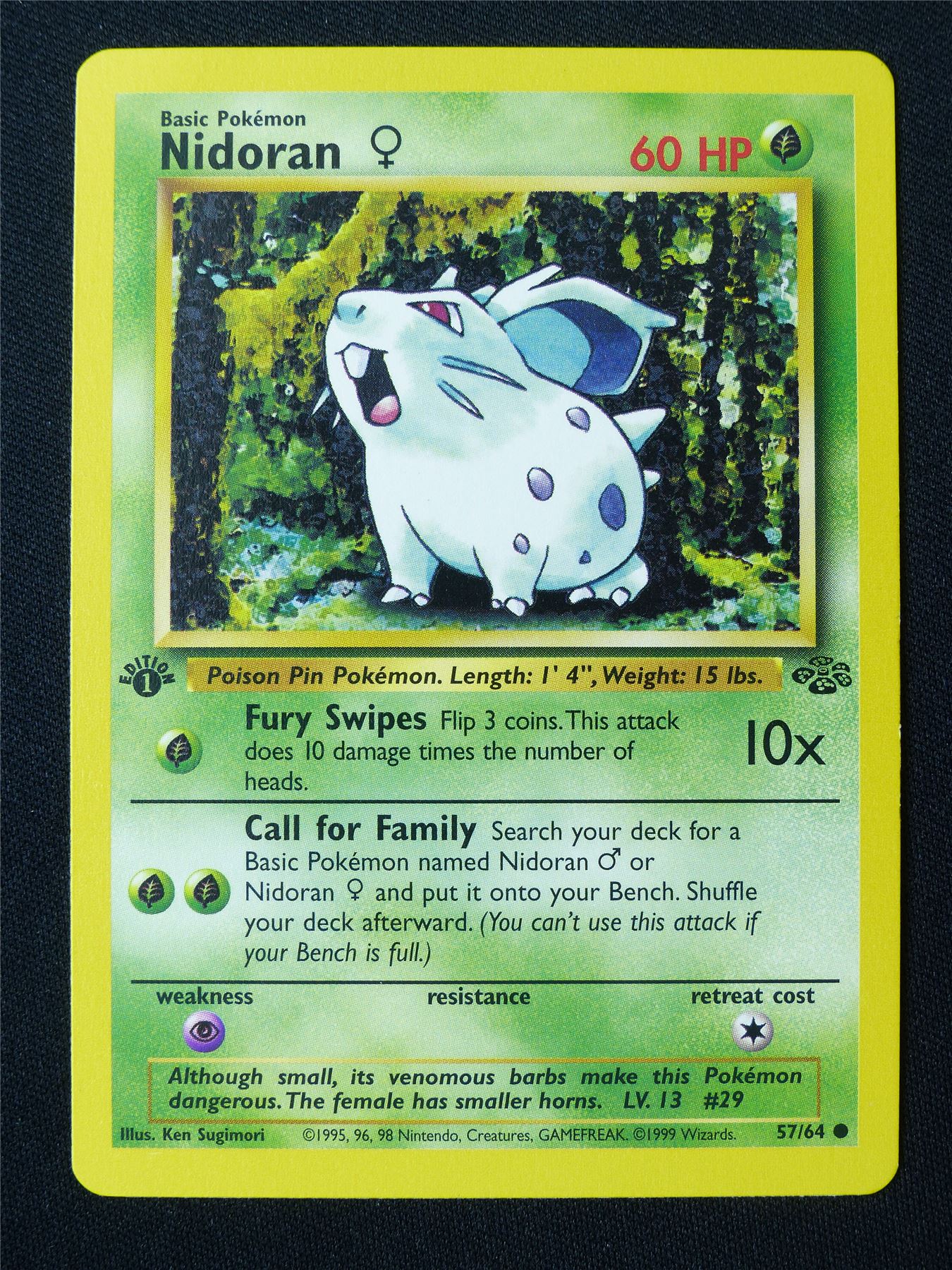 Nidoran 57/64 1st Edition Jungle NM - Pokemon Card #H7