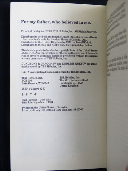 D&D Adventure Book: Pillars of Pentegarn Endless Quest - Vintage Novel Softback #LR