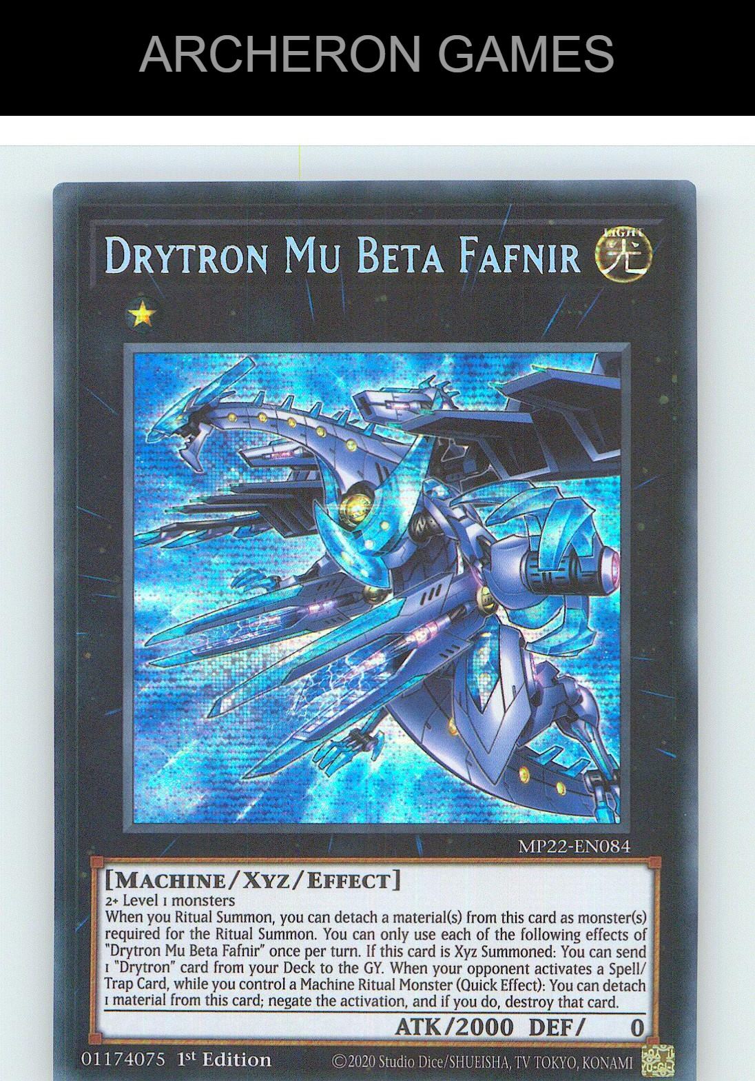 Drytron Mu Beta Fafnir Prismatic Secret Rare YUGIOH Card 1st Edition