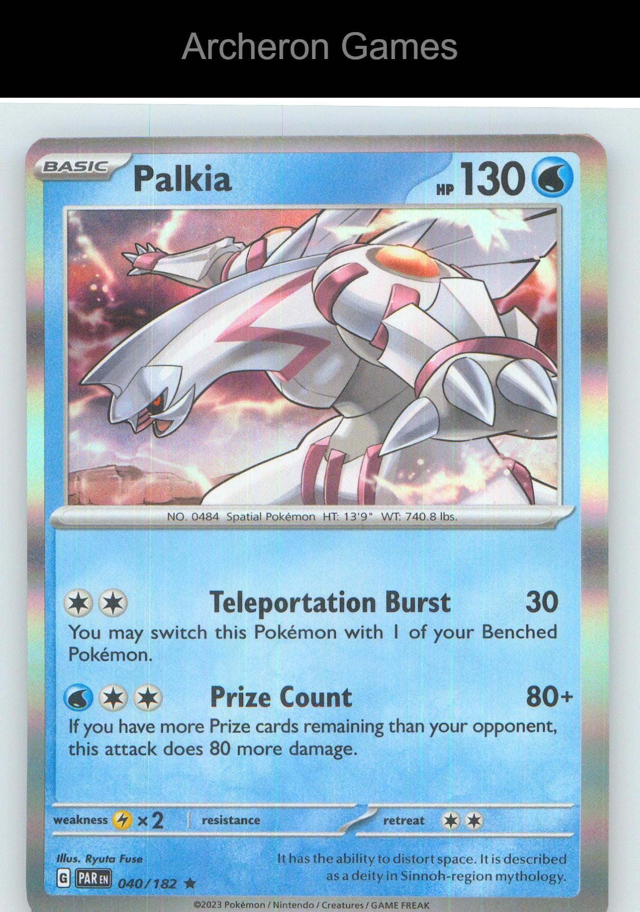 Pokemon Card Palkia PAR 040/182 R Paradox Rift Holo