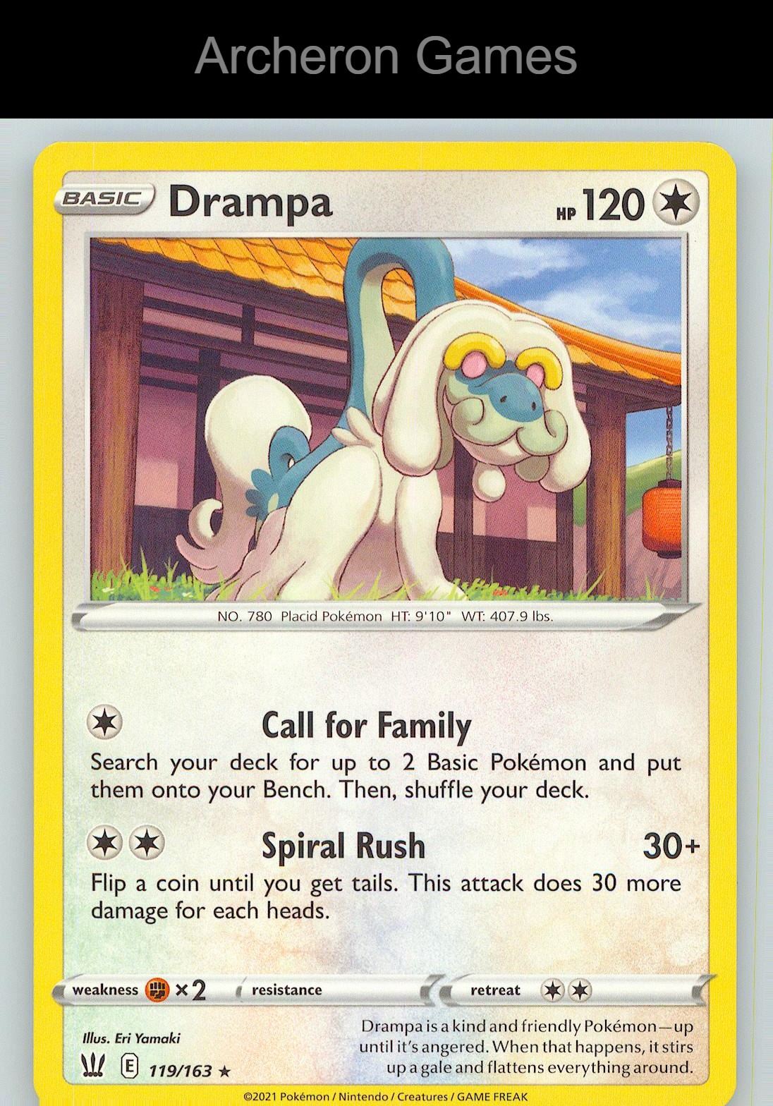 Pokemon Card Drampa BST 119/163 R Battle Styles
