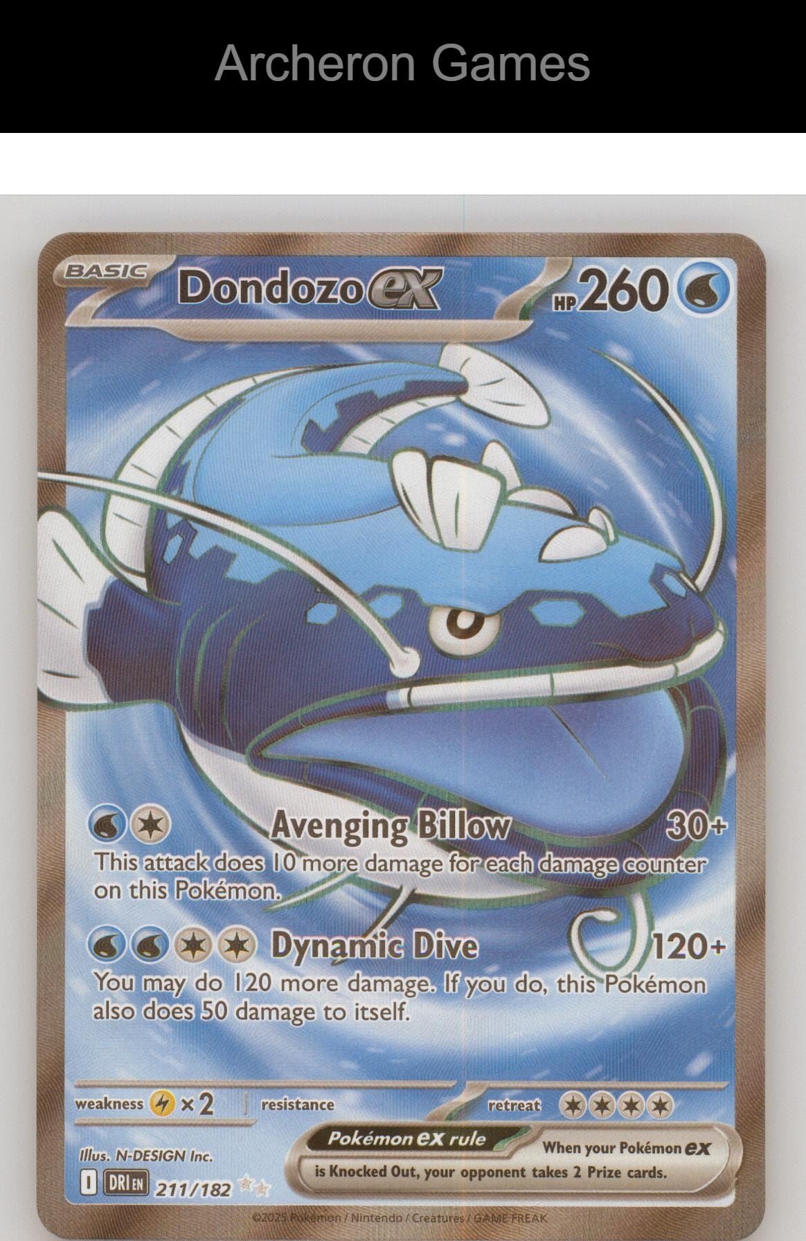 Pokemon Card Dondozo ex DRI 211/182 Ultra Rare Destined Rivals Holo