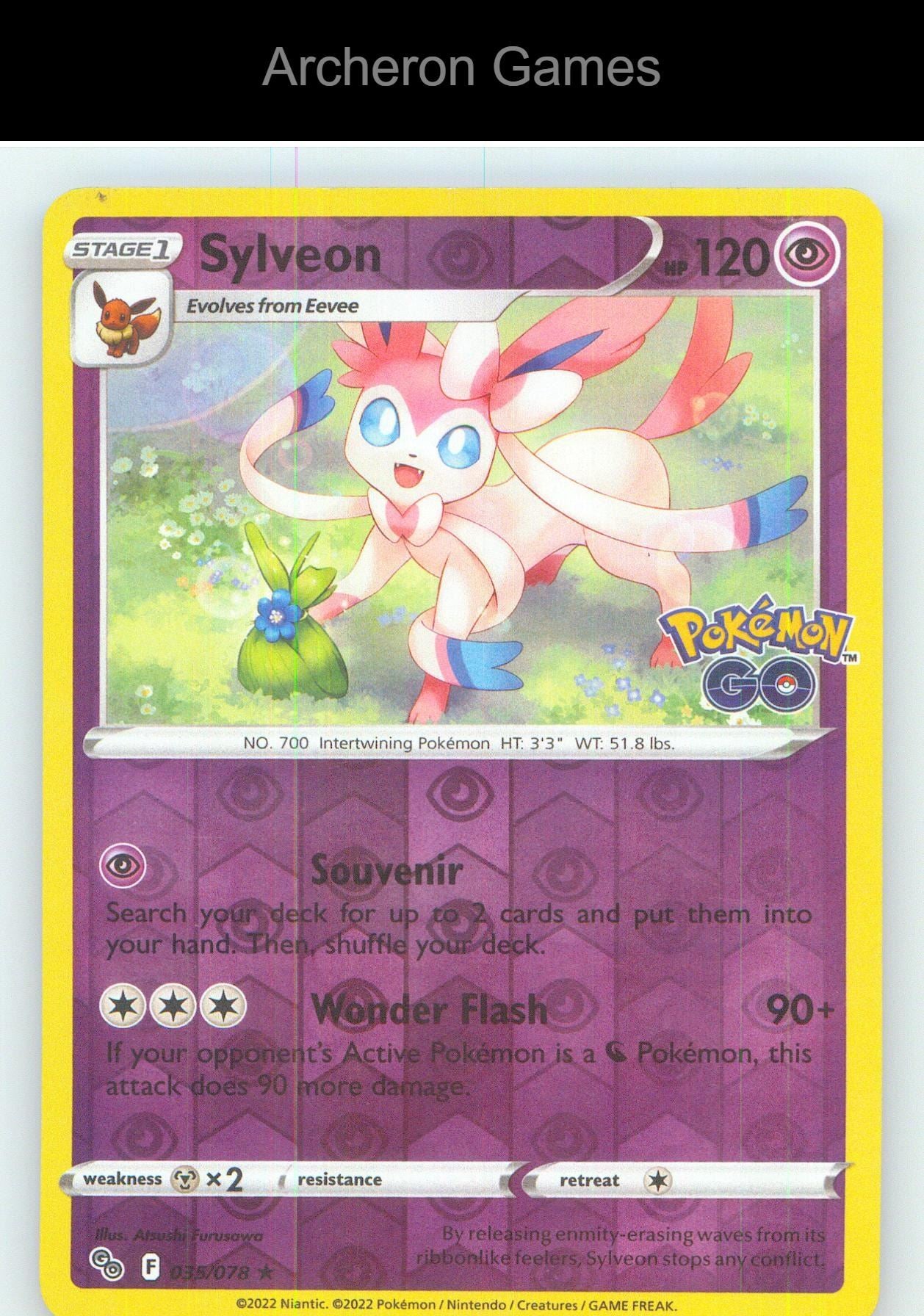 Pokemon Card Sylveon PGO 035/078 R Pokemon GO Reverse Holo