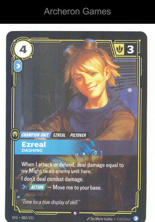 Ezreal - Dashing SFD 082/221 R Spiritforged Riftbound Card Foil