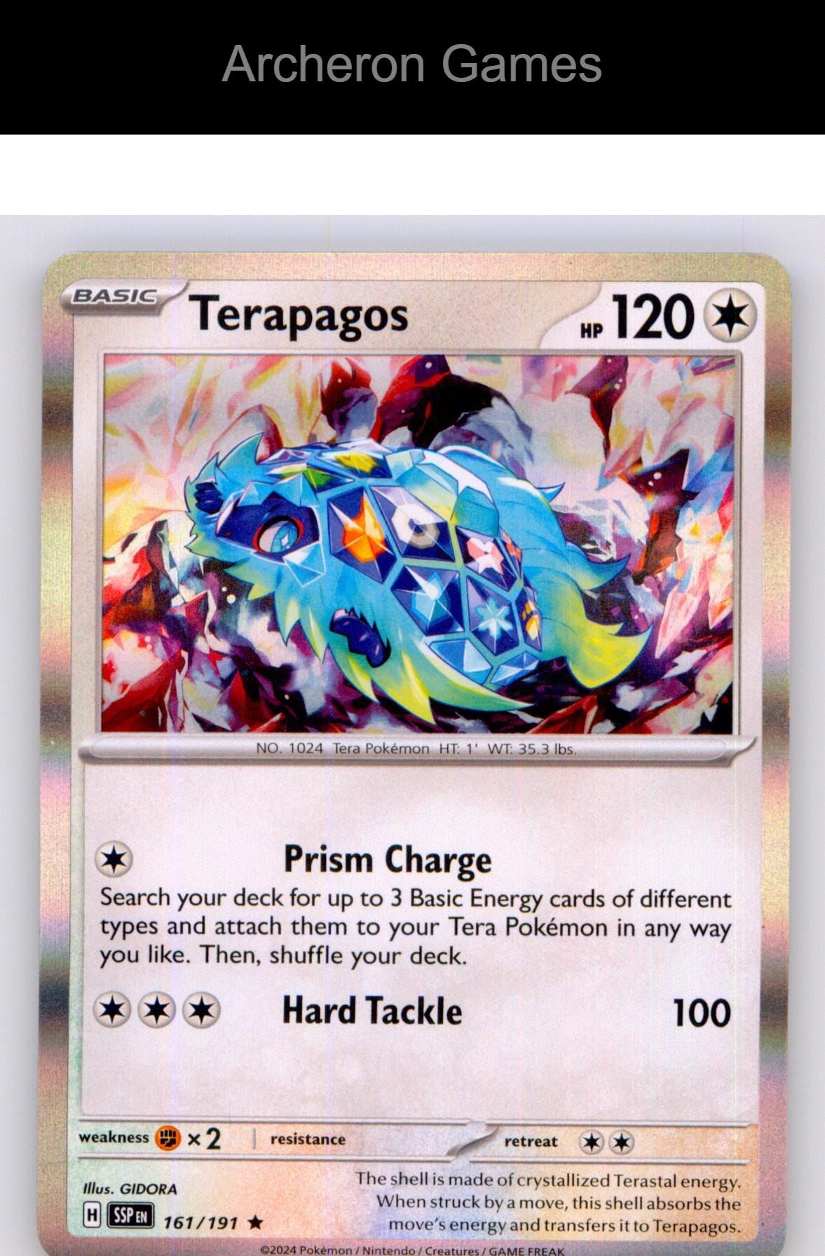 Pokemon Card Terapagos SSP 161/191 R Surging Sparks Holo