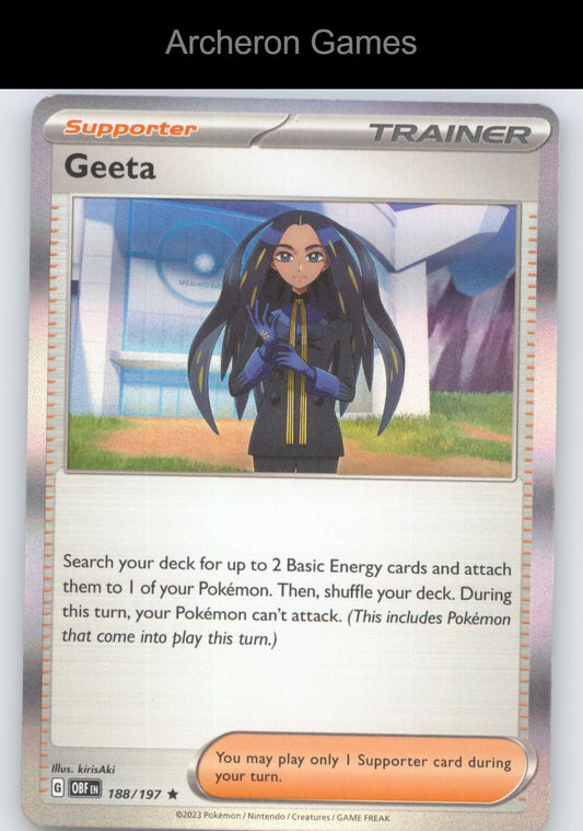 Pokemon Card Geeta OBF 188/197 R Obsidian Flames Holo