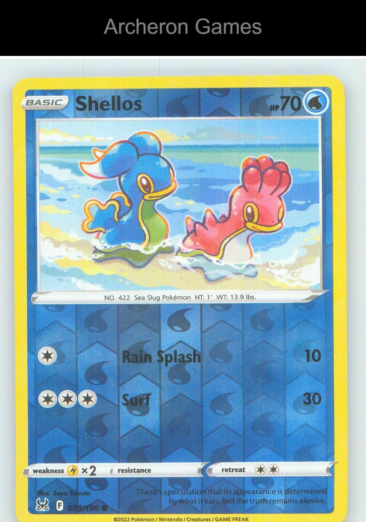 Pokemon Card Shellos LOR 039/196 C Lost Origin Reverse Holo