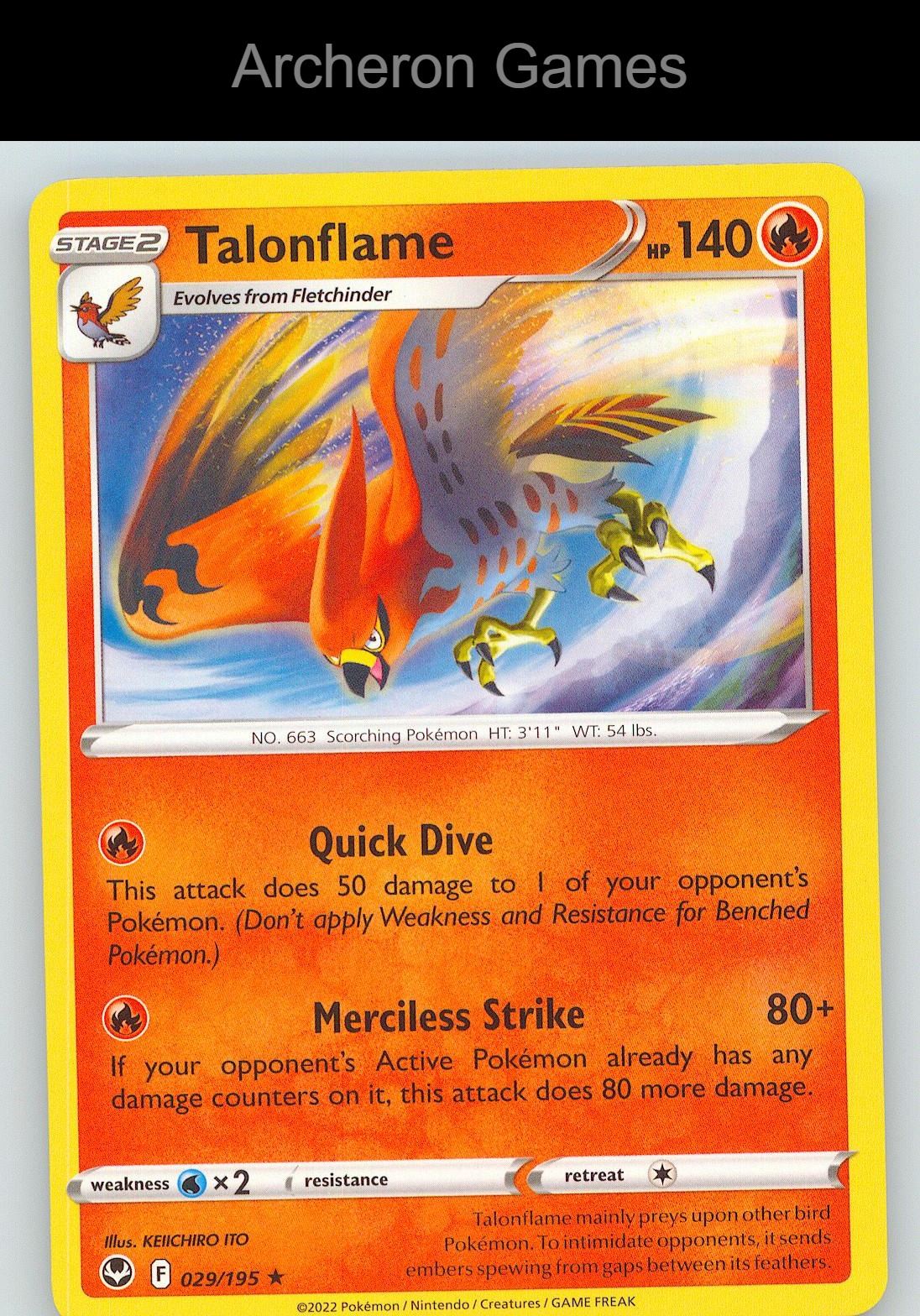 Pokemon Card Talonflame SIT 029/195 R Silver Tempest