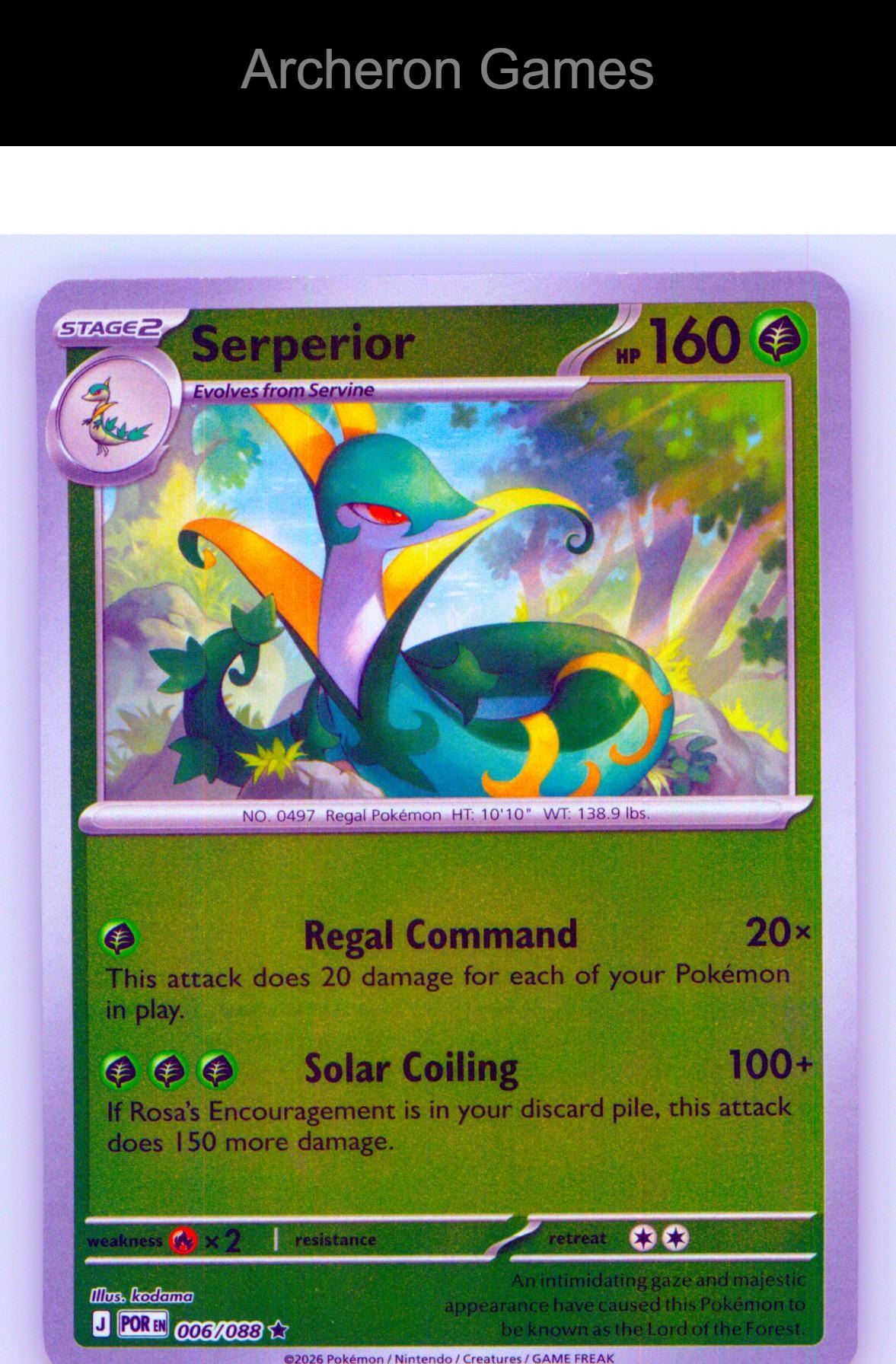 Pokemon Card Serperior ME03 006/088 R Perfect Order Holo