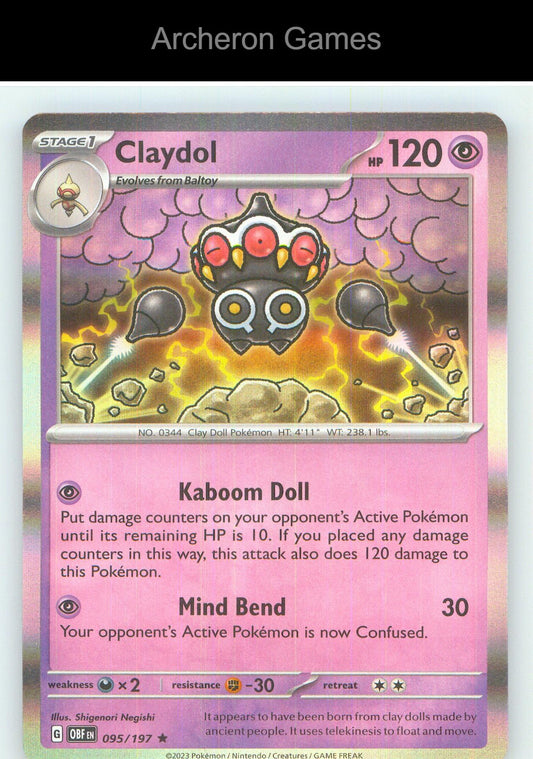 Pokemon Card Claydol OBF 095/197 R Obsidian Flames Holo