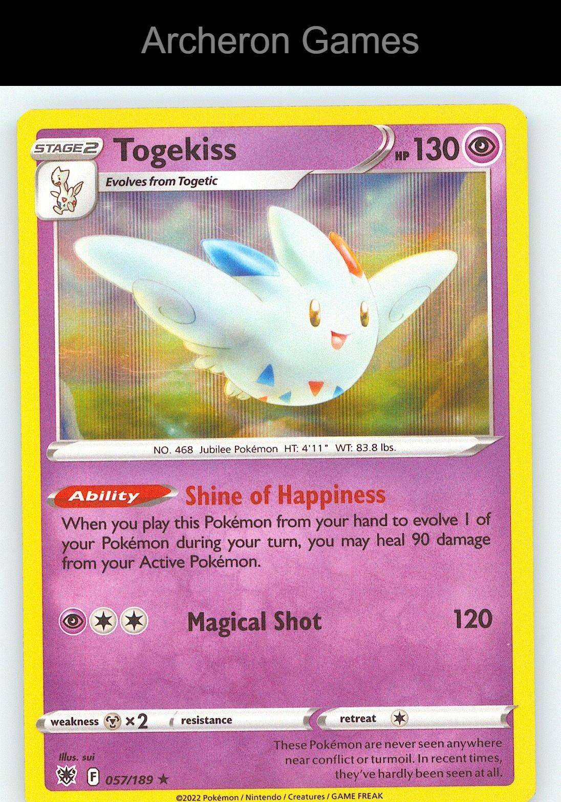 Pokemon Card Togekiss ASR 057/189 Line Holo R Astral Radiance