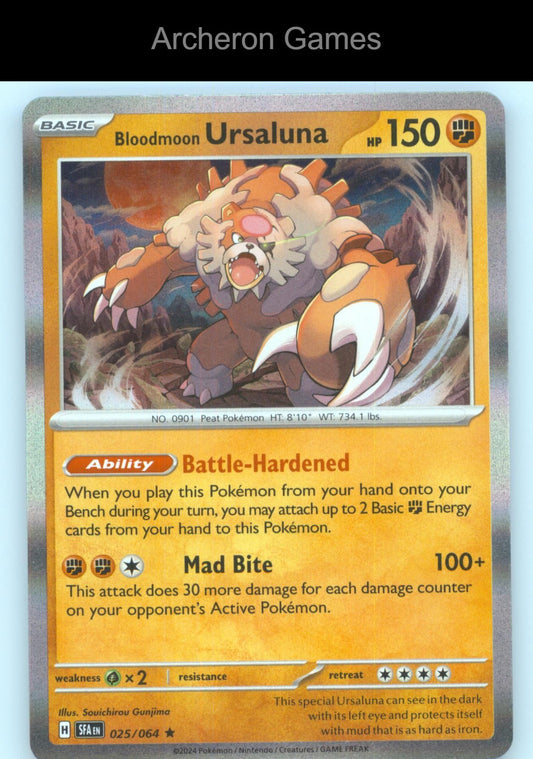 Pokemon Card Bloodmoon Ursaluna SFA 025/064 R Shrouded Fable Holo