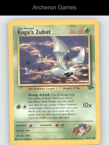 Pokemon Card Koga's Zubat G2 83/132 C Gym Challenge Unlimited