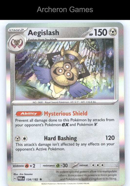 Pokemon Card Aegislash PAR 134/182 R Paradox Rift Holo