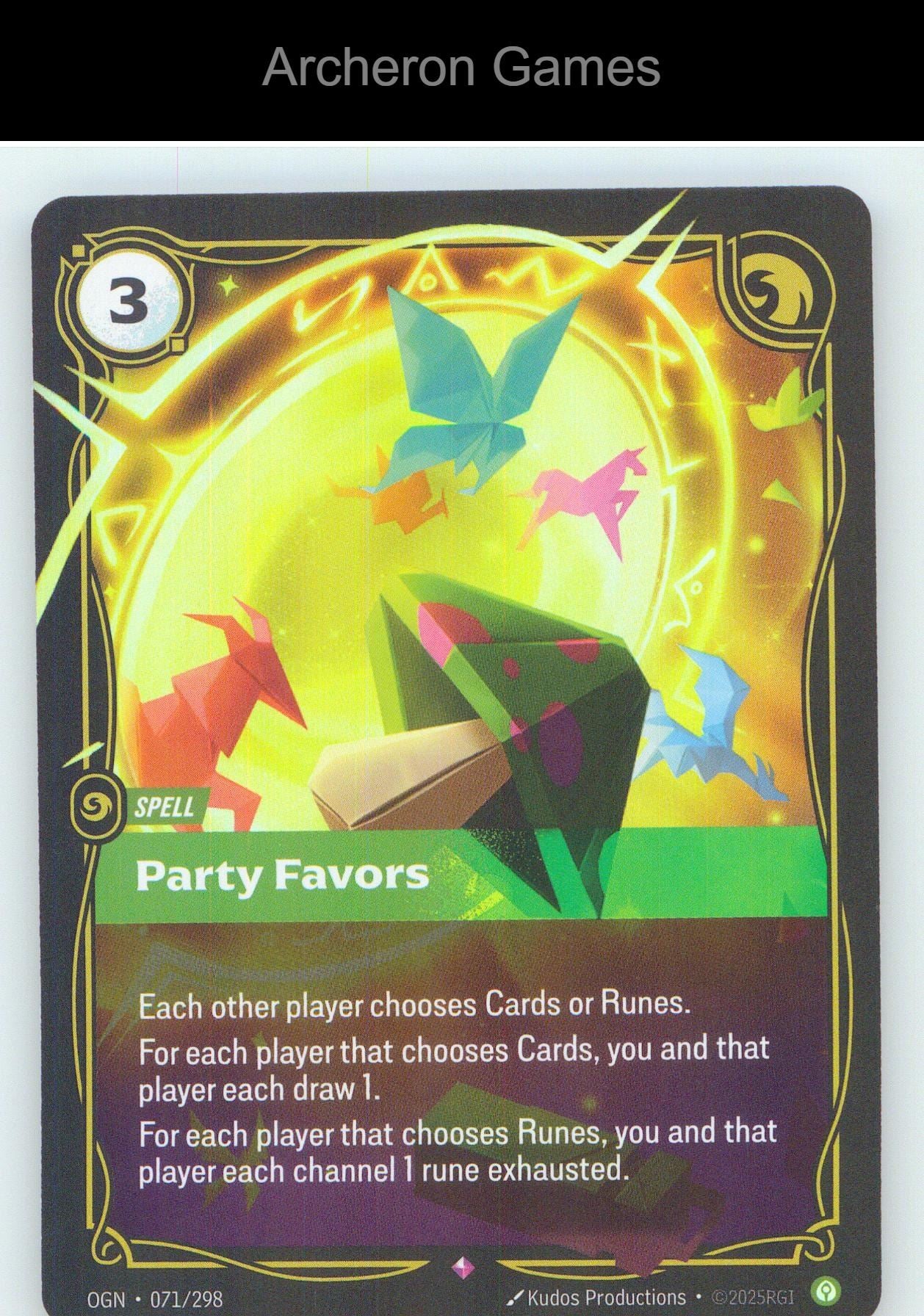 Party Favors OGN 071/298 R Origins Riftbound Card Foil
